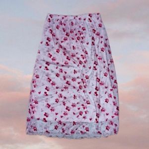 Pink floral midi skirt